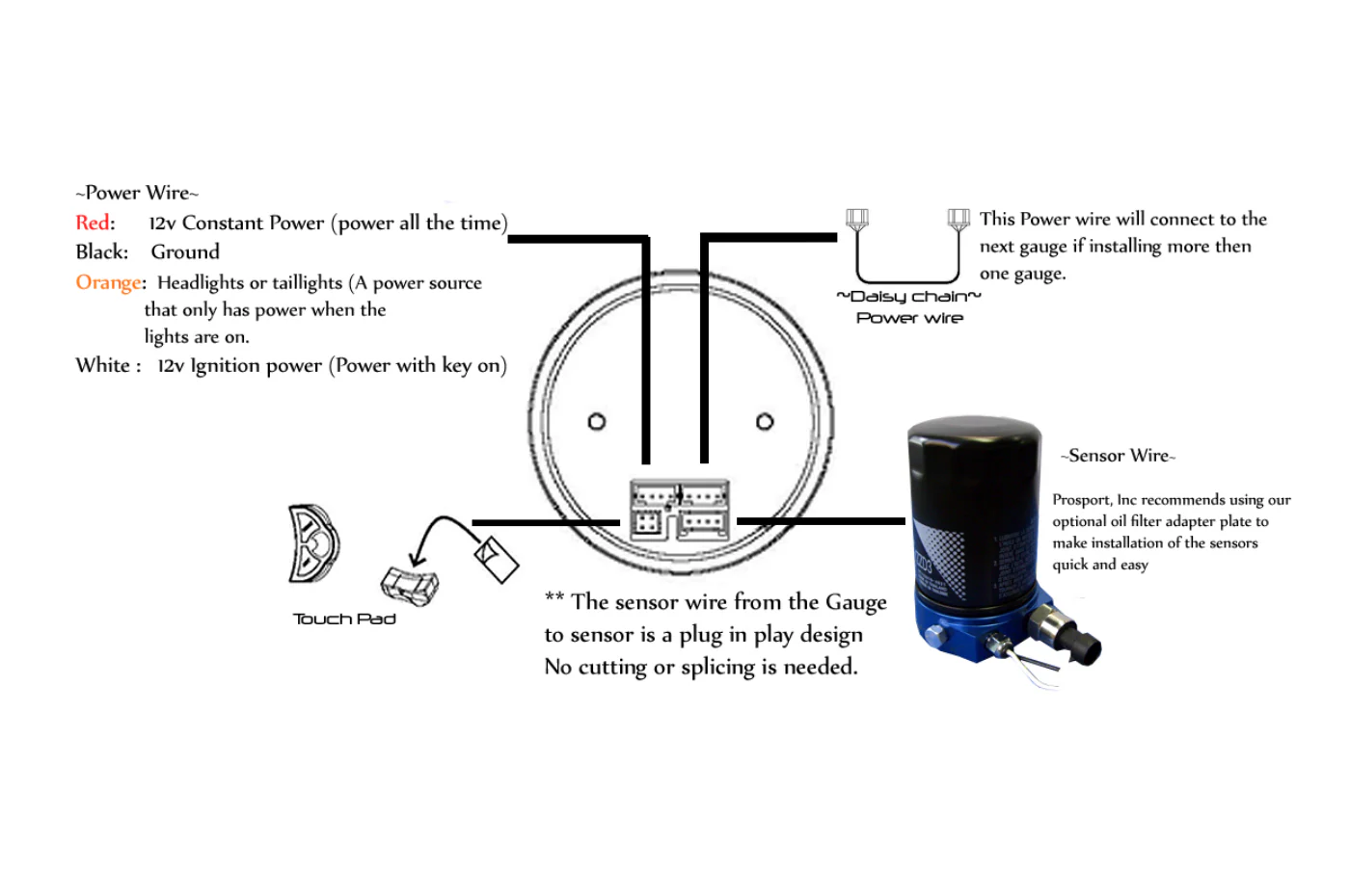 Prosport Halo 52mm Oil Pressure Gauge 0-150 PSI - Image 3