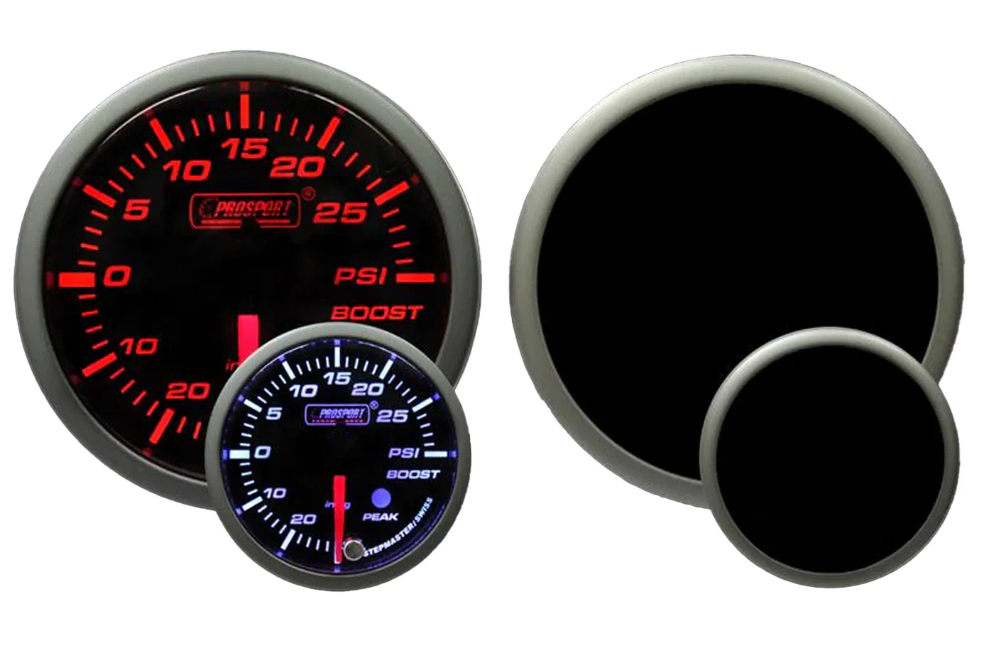 Prosport Premium Peak/Warn 52mm Boost Gauge 30-0-30 PSI