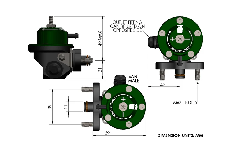 Radium DMR Direct Mount Fuel Pressure Regulator for 2-Bolt Rail * Discontinued* - Image 3