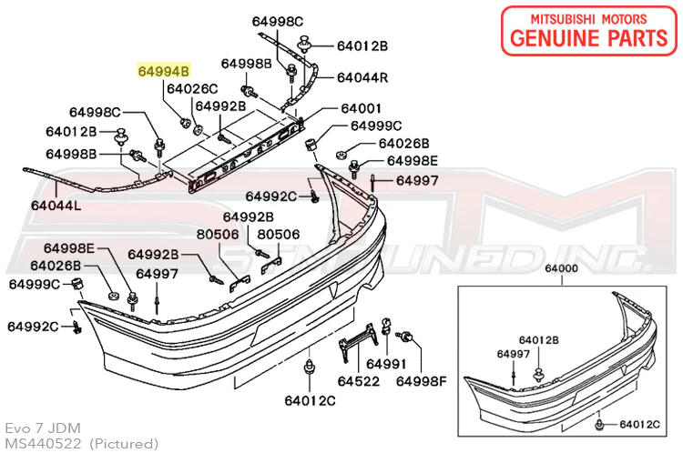 Mitsubishi Rear Bumper License Plate Bracket Nut - Evo 7/8/9 - Image 3