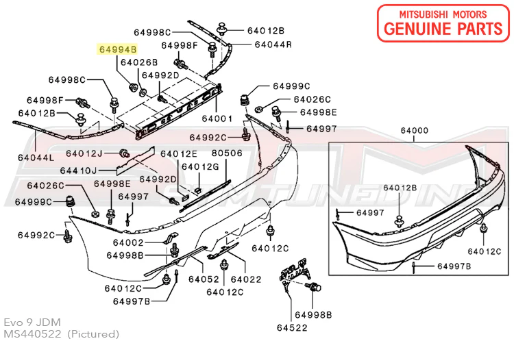 Mitsubishi Rear Bumper License Plate Bracket Nut - Evo 7/8/9 - Image 5
