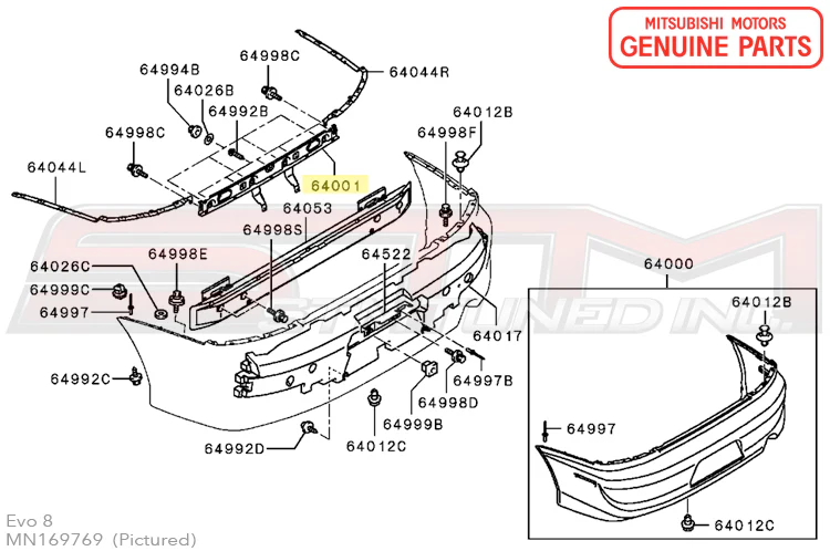 Mitsubishi Rear Bumper License Plate Bracket - Evo 8/9 USDM - Image 3