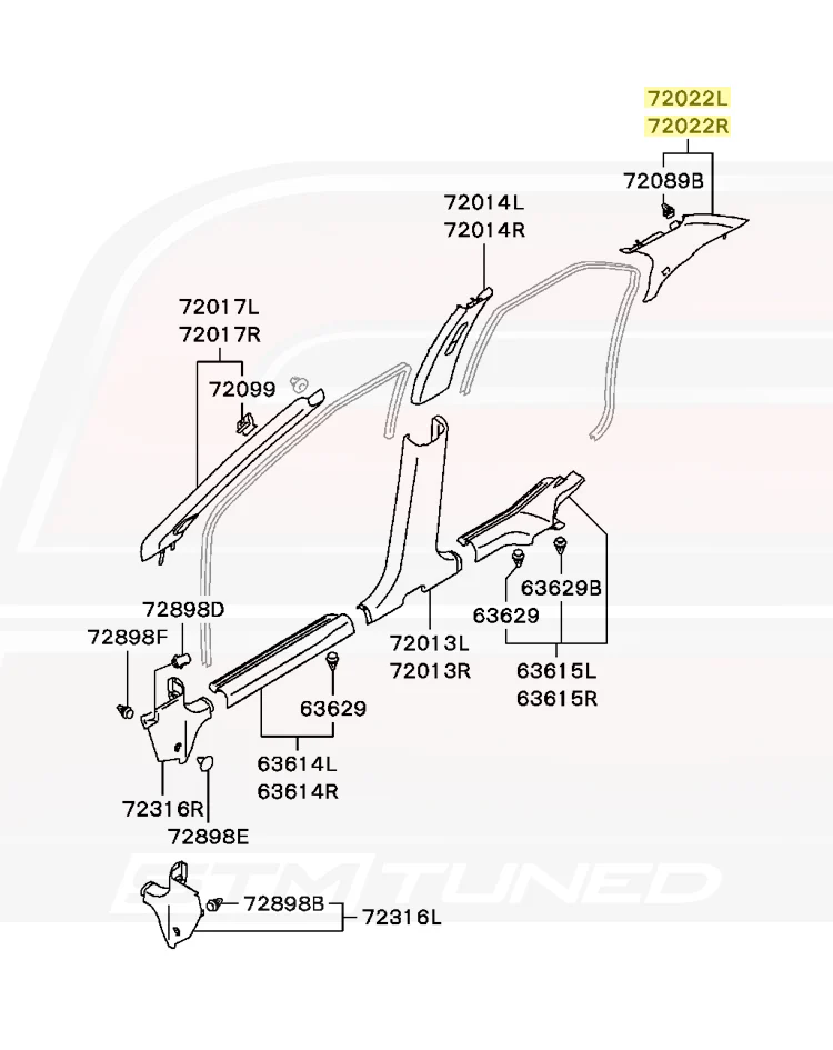 Mitsubishi OEM Rear (C) Pillar Trim for Evo 7/8/9 - Image 3