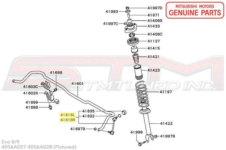 Mitsubishi OEM Rear Sway Bar Links for Evo 7/8/9 - Image 3
