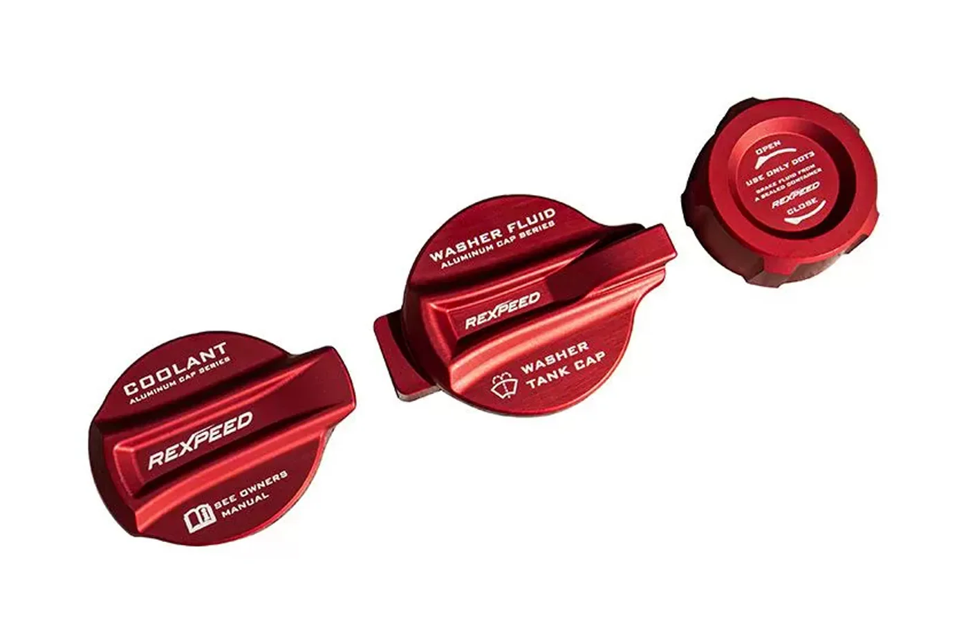 Rexpeed Aluminum Alloy Red Anodized 3 Piece Fluid Cap Cover for 2022+ Subaru WRX (G151)