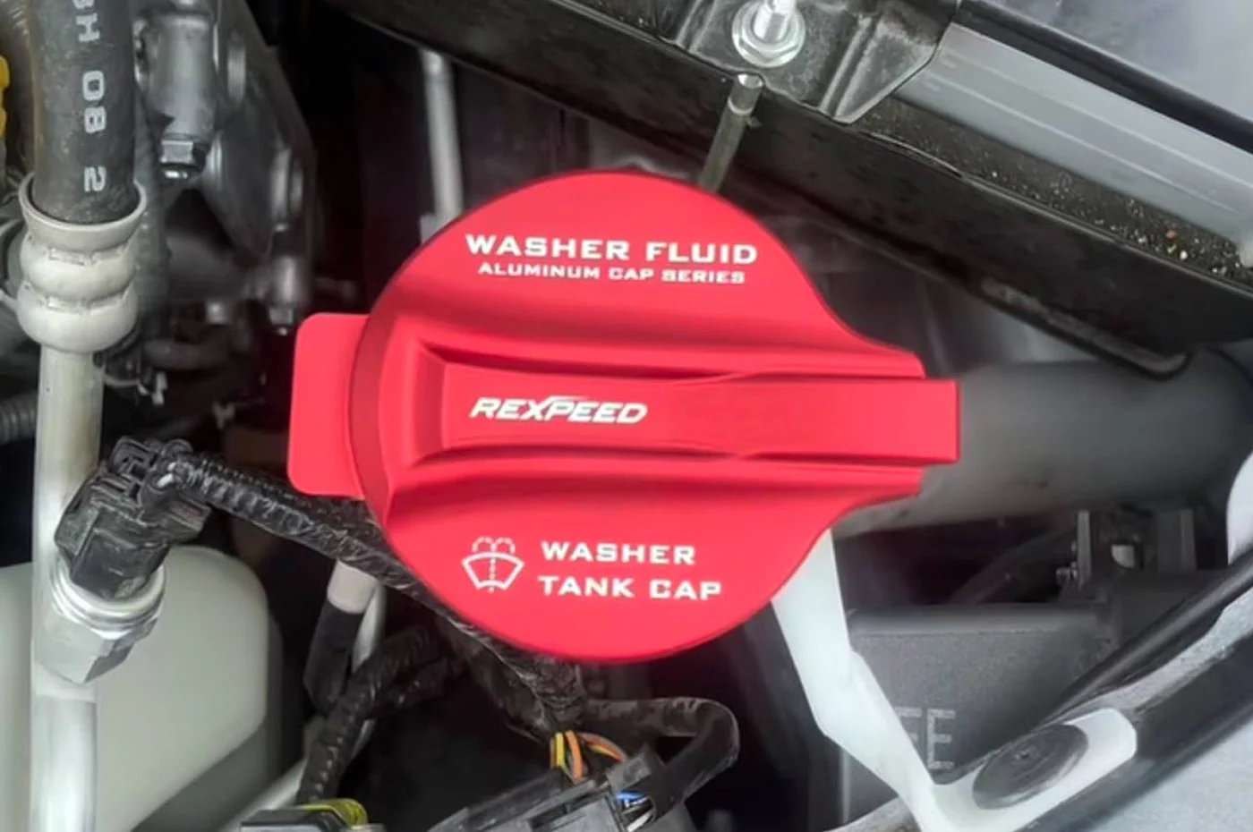 Rexpeed Aluminum Alloy Red Anodized 3 Piece Fluid Cap Cover for 2022+ Subaru WRX (G151) - Image 3