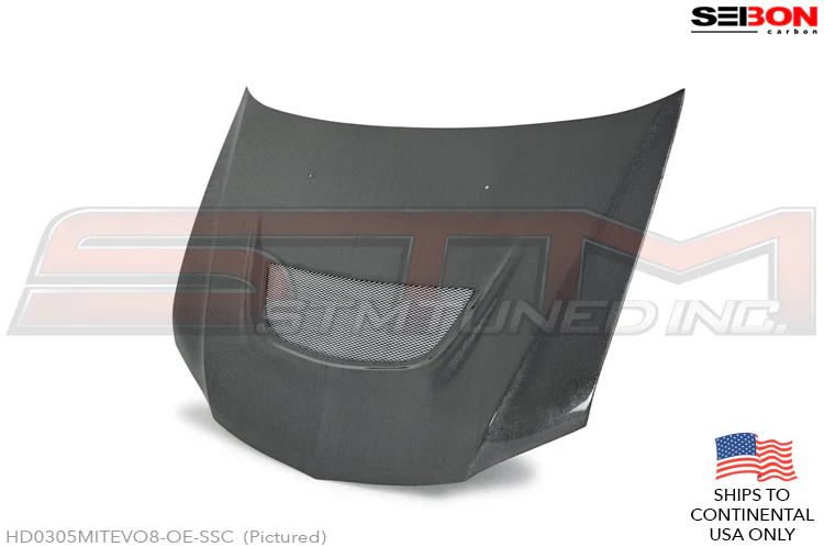 Seibon Carbon Fiber Hood (OEM Style / Silver String Gloss) for Evo 7/8/9 *Discontinued* - Image 2