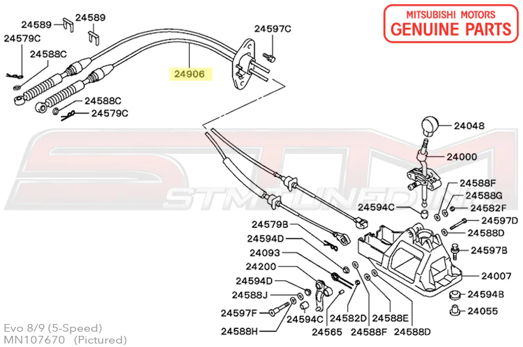 Mitsubishi OEM Shifter Cables for Evo 8/9 6-Speed MR (MR580533) - Image 5