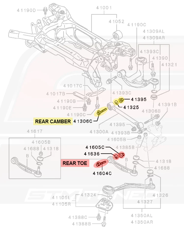 Mitsubishi OEM Rear Camber / Rear Toe Bolt Kit for Evo X (EVOX-RCBK) - Image 3