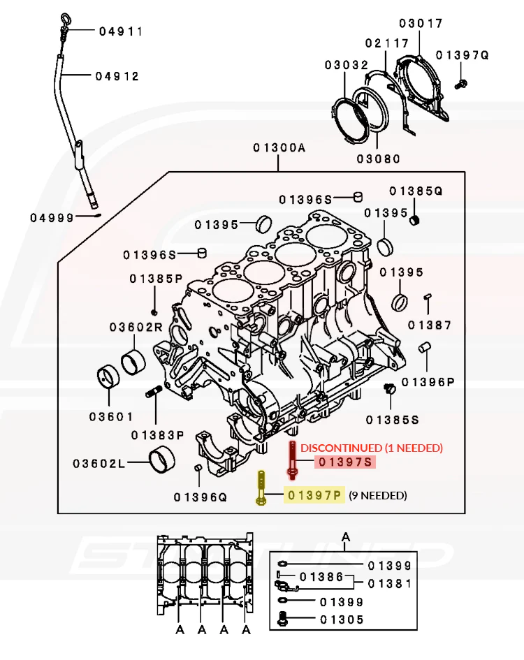Mitsubishi OEM Main Bolt for 1G DSM 6-Bolt (MD000235) - Image 2