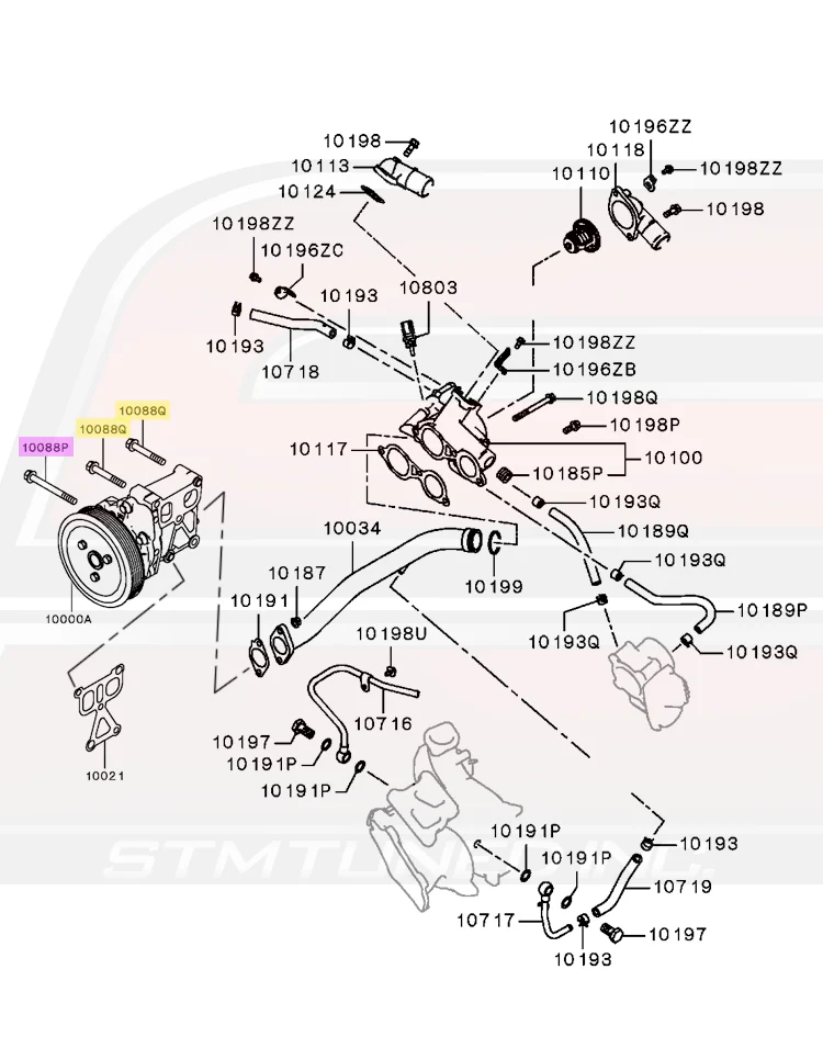 Mitsubishi OEM Water Pump Bolt Kit for 2008-2011 Evo X - Image 3