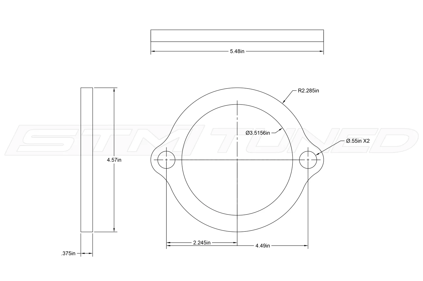 STM Stainless Steel Exhaust Flange 2-Bolt / 3.5-Inch (SEF35) - Image 3