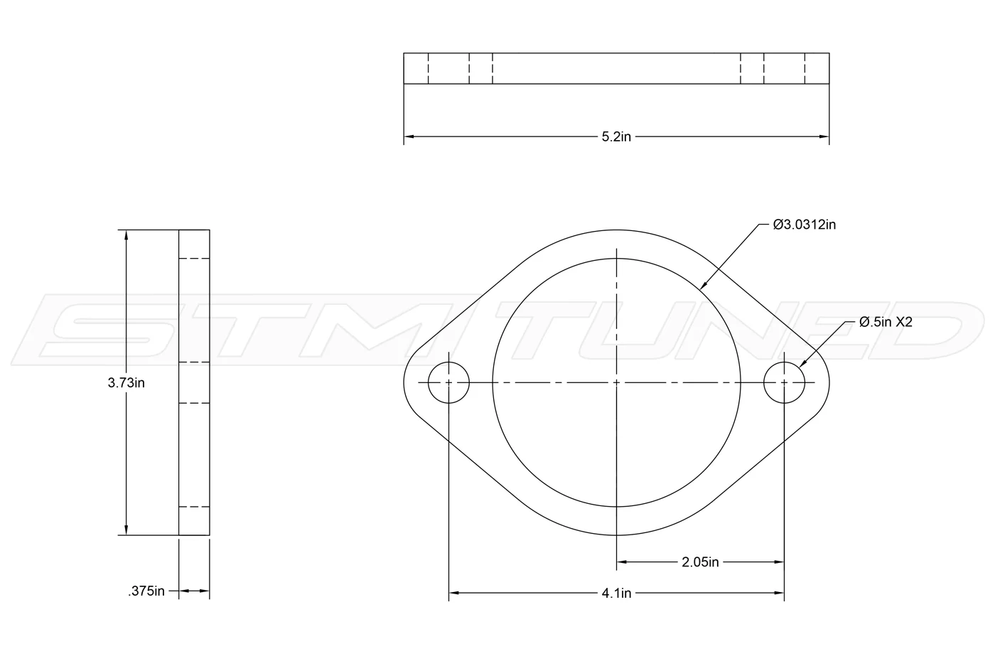 STM Stainless Steel Exhaust Flange 2-Bolt / 3-Inch (SEF3) - Image 3