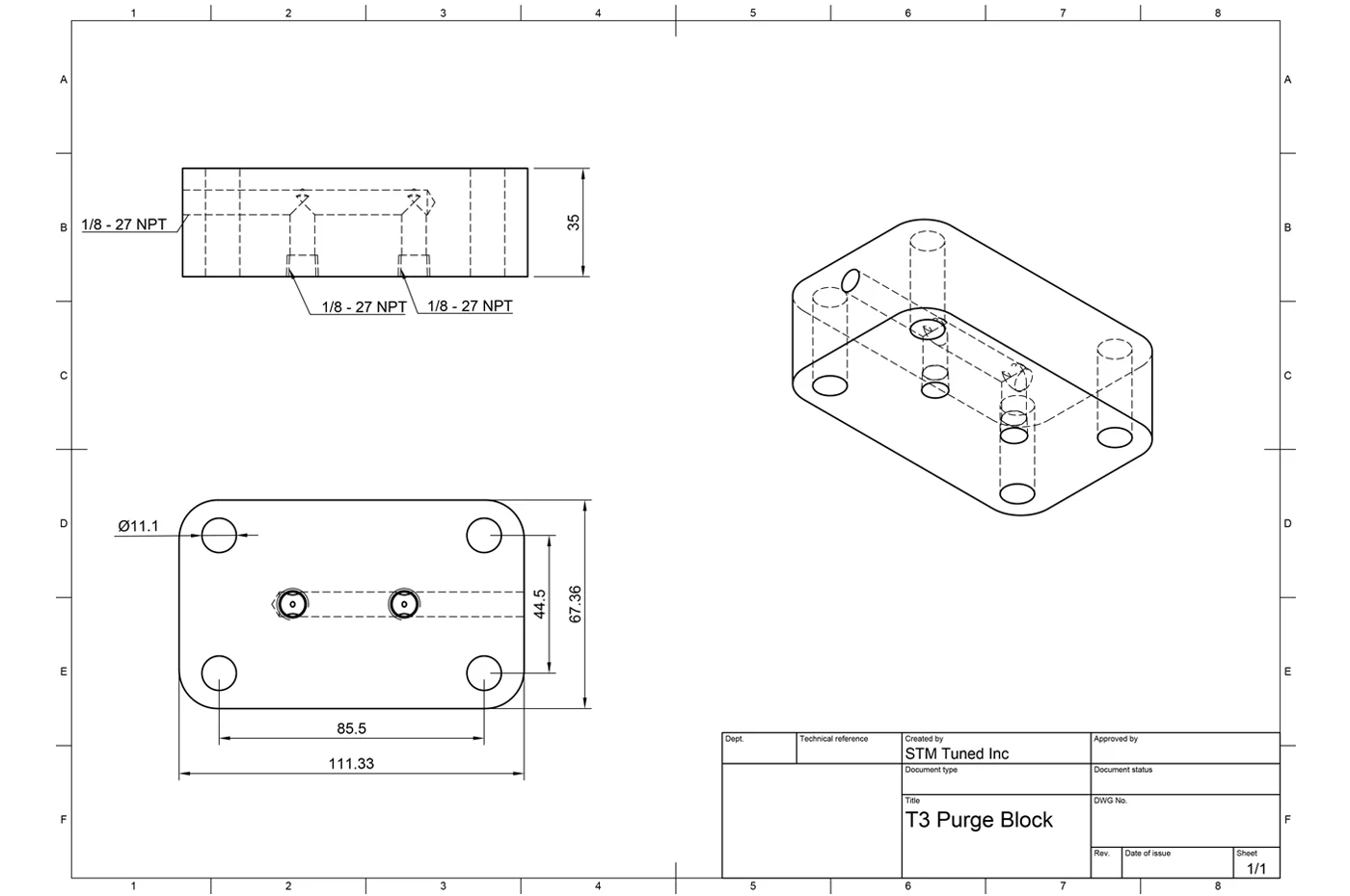 STM Billet Welding Purge Block for T3 Flange - Image 4