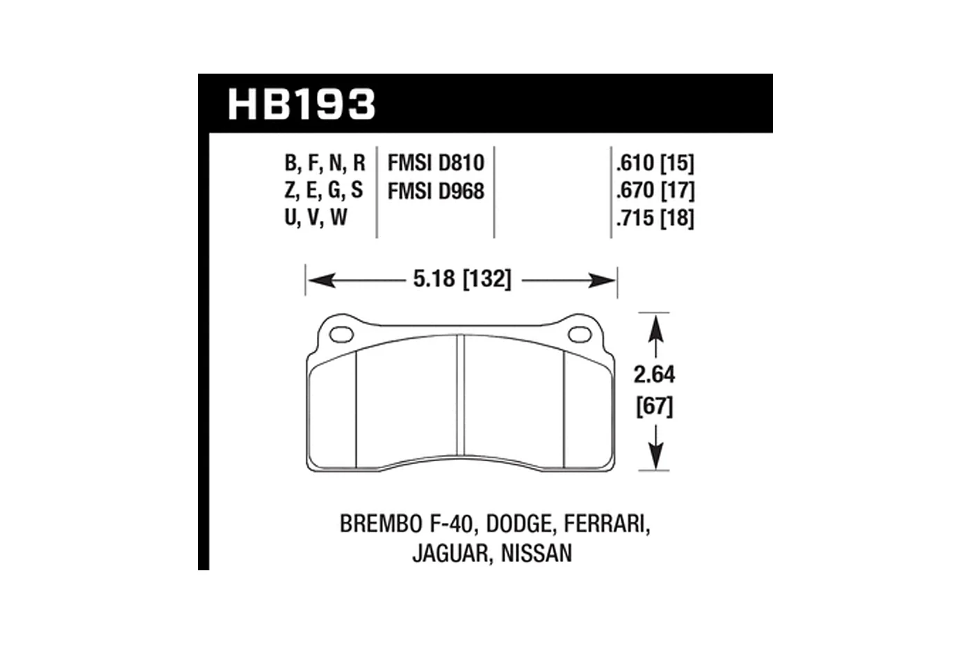Hawk Street 5.0 Brake Pads (Rear Pair) for R35 GTR (HB193B.670) - Image 4