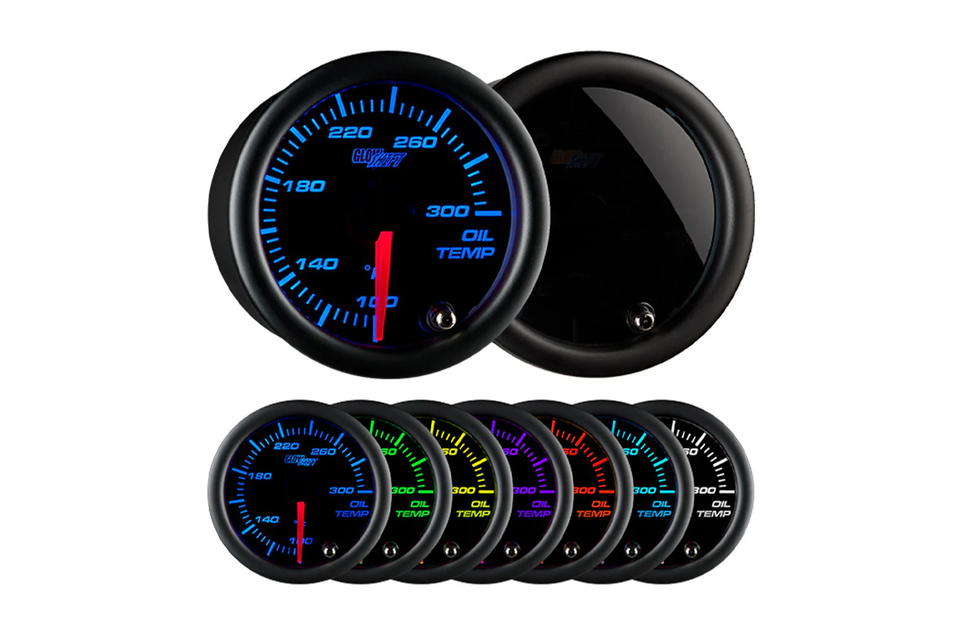 GlowShift Tinted 7 Color Gauge Oil Temp 100-300°F (T707)