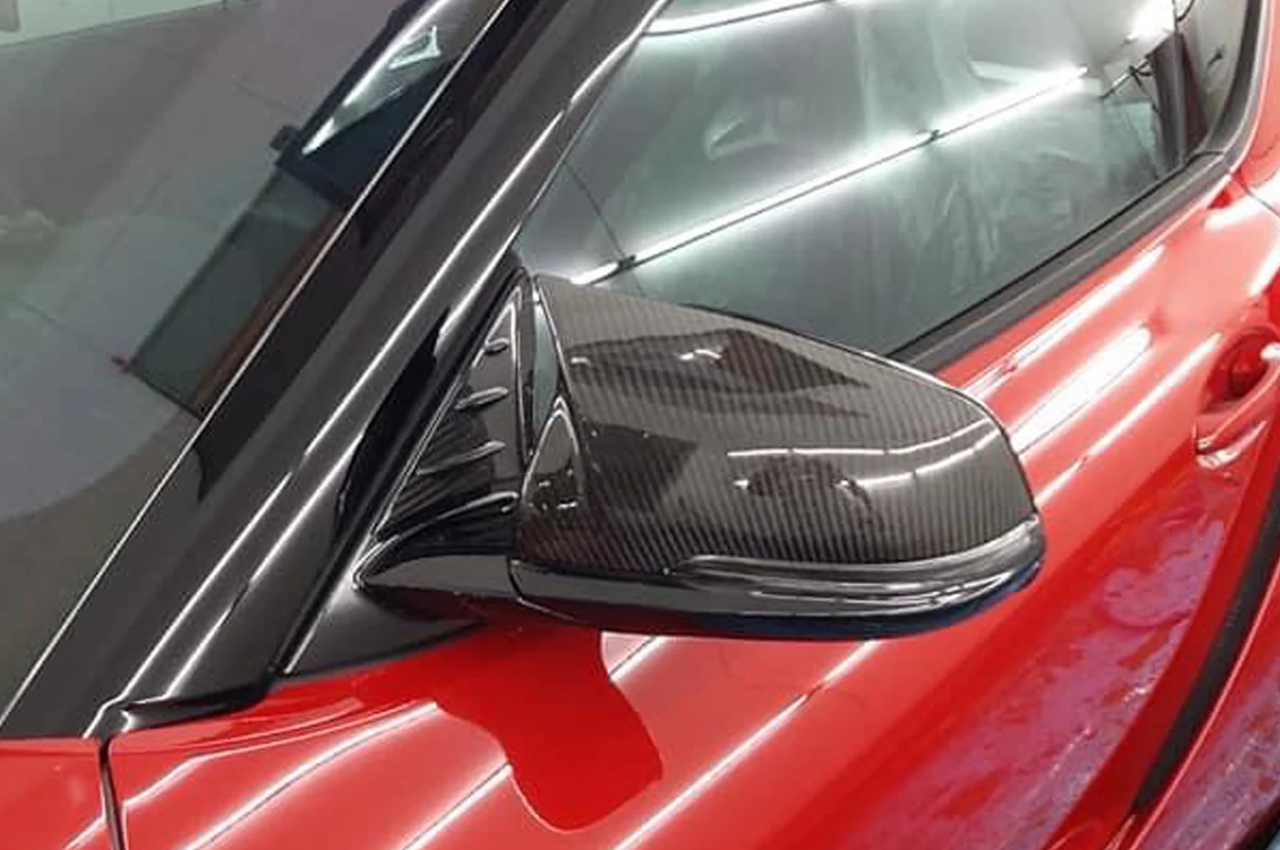 Rexpeed Carbon Fiber Mirror Cap Replacements Ox-Horn Style for 2020+ Supra GR - Image 2