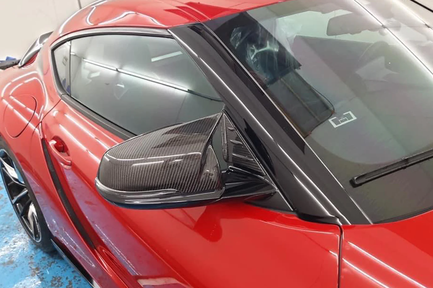 Rexpeed Carbon Fiber Mirror Cap Replacements Ox-Horn Style for 2020+ Supra GR - Image 3