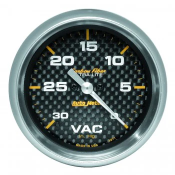 Vacuum: 0-30 inHg - Carbon Fiber Stepper Motor Gauge (2 5/8") - Image 2