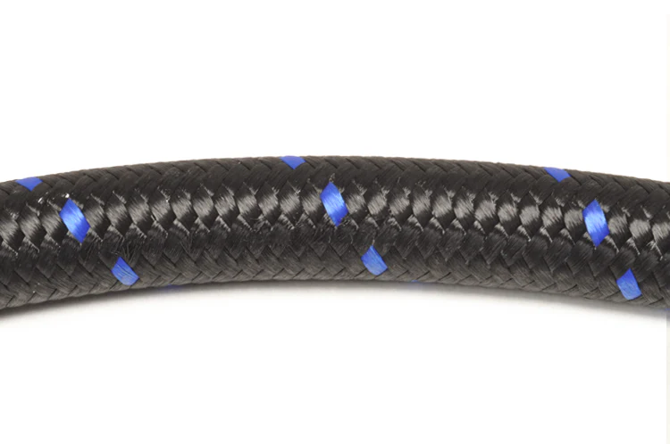 Vibrant Black/Blue Nylon Braided Flex Hose