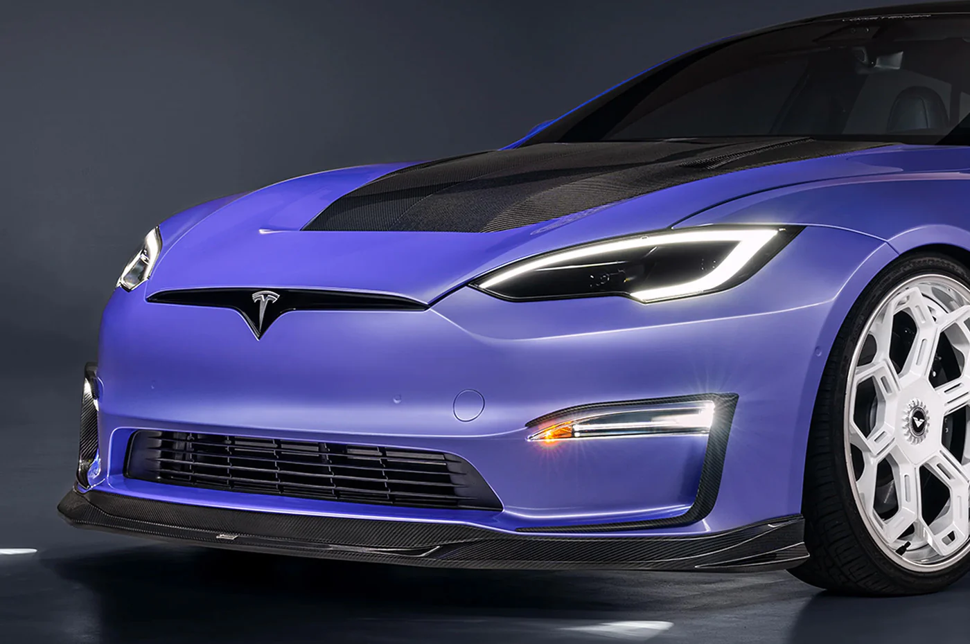 Vorsteiner Tesla Model S Plaid VRS Aero Carbon Fiber Bumper Flares (TEV3025) - Image 7