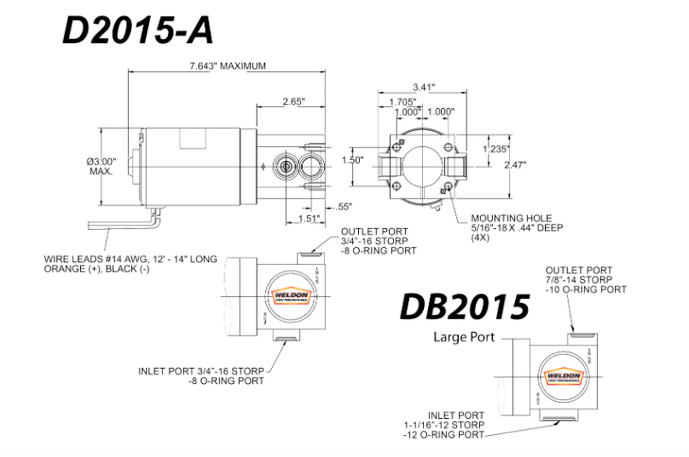 Weldon 1000-1300 HP Fuel Pump -8/8AN (D2015-A) - Image 5
