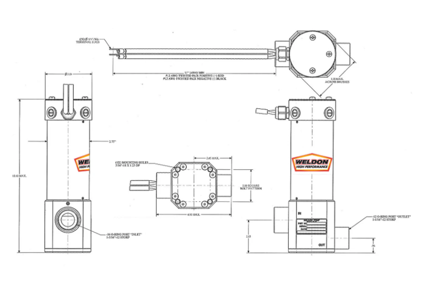 Weldon Electric Racing Fuel Pump 1400HP Plus (A16000-A) - Image 4