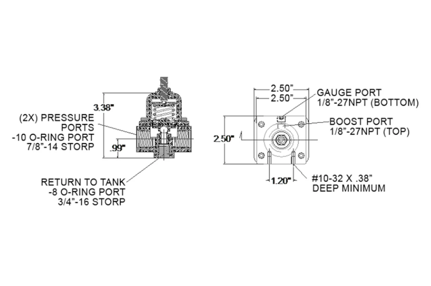 Weldon Racing -10AN/-8AN Bypass FPR with Teflon Diaphragm - Image 3