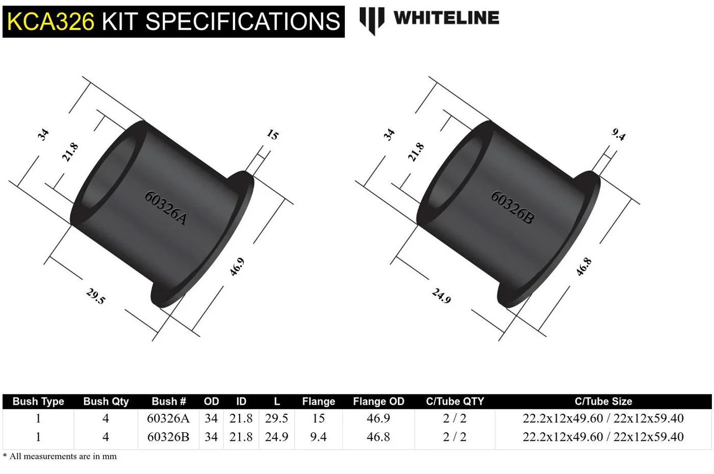 Whiteline Rear Control Arm Bushing Kit for 2022+ VB Subaru WRX (KCA326) - Image 5