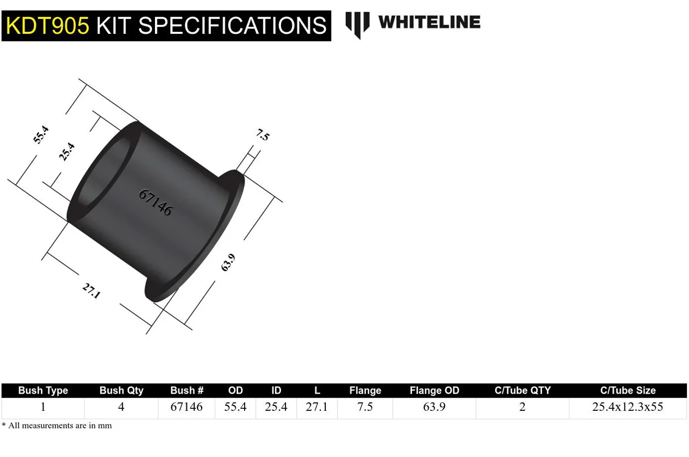 Whiteline Rear Differential Mounting Bushing for 2022+ VB Subaru WRX (KDT905) - Image 5