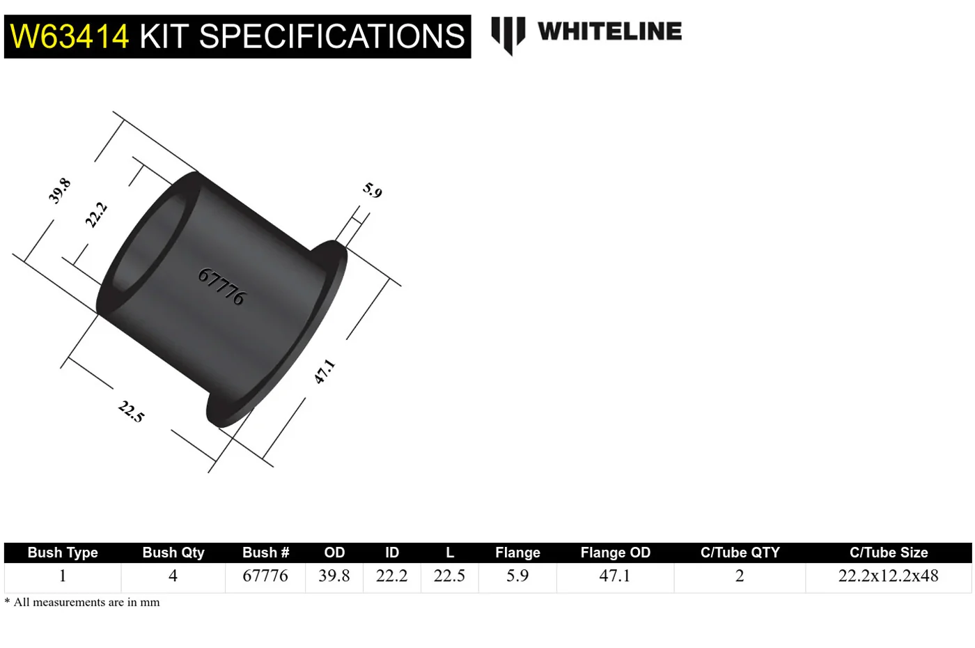 Whiteline Rear Trailing Arm Bushing Kit for 2022+ VB Subaru WRX (W63414) - Image 5