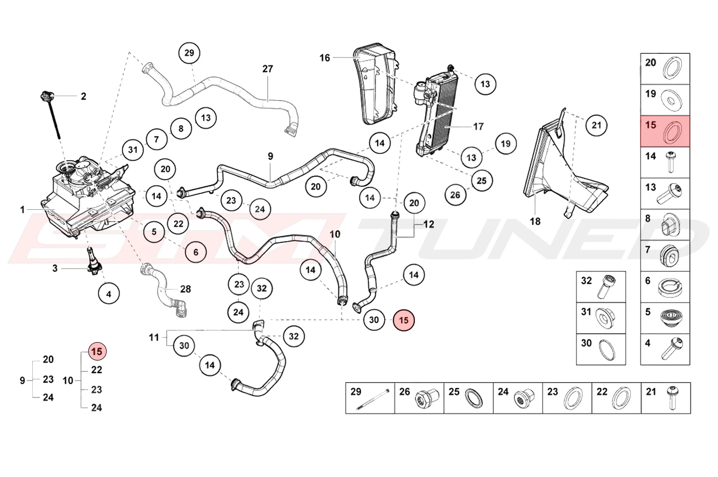 Audi OEM Oil Cooler Line Oring 30mm for R8 Huracan (WHT007432) - Image 3