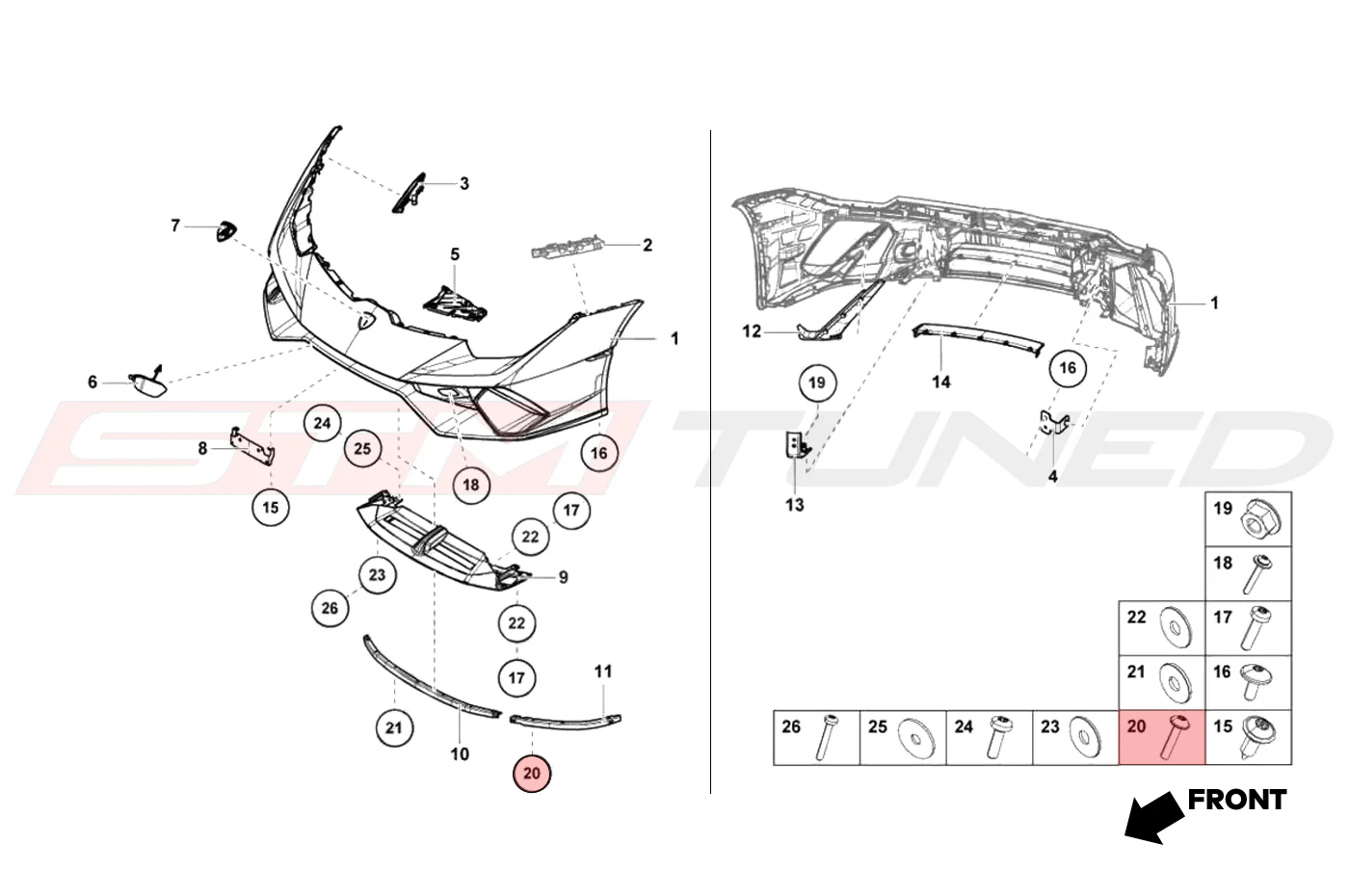 Lamborghini OEM Front Lower Spoiler Screw for Huracan Performante (WHT008897) - Image 3